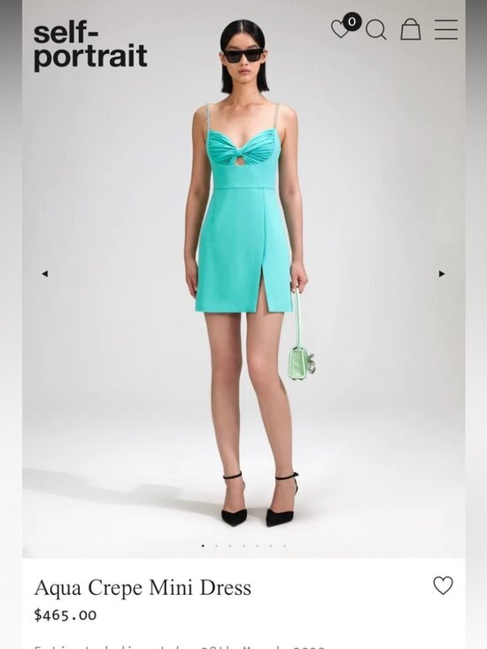 Self-Portrait Dresses & Skirts - Self-Portrait aqua crepe mini dress - size US 0